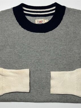 Faherty Cotton Cashmere Blend Shaker Stitch Crewneck Sweater Men’s S Grey Navy